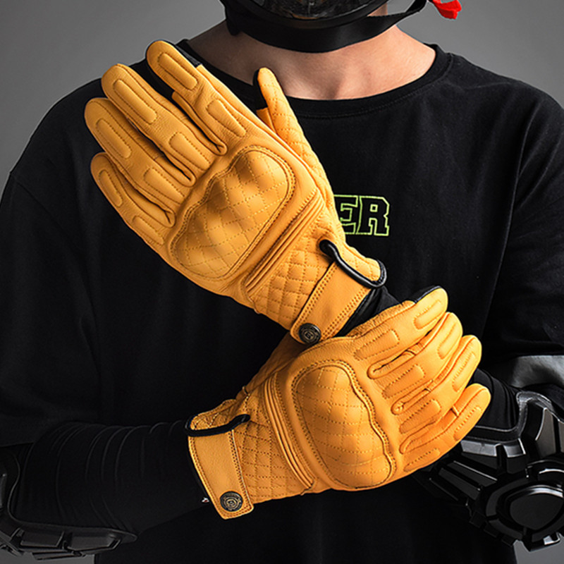Motorcycle Gear Used - Ретро-кожаные мотоциклетные перчатки с полными пальцами,
